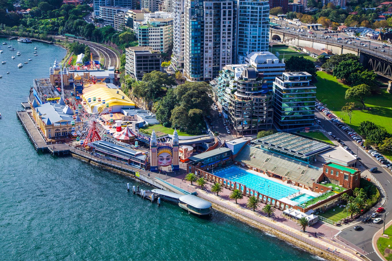 Aerial view of Luna Park and Milsons Point Sydney