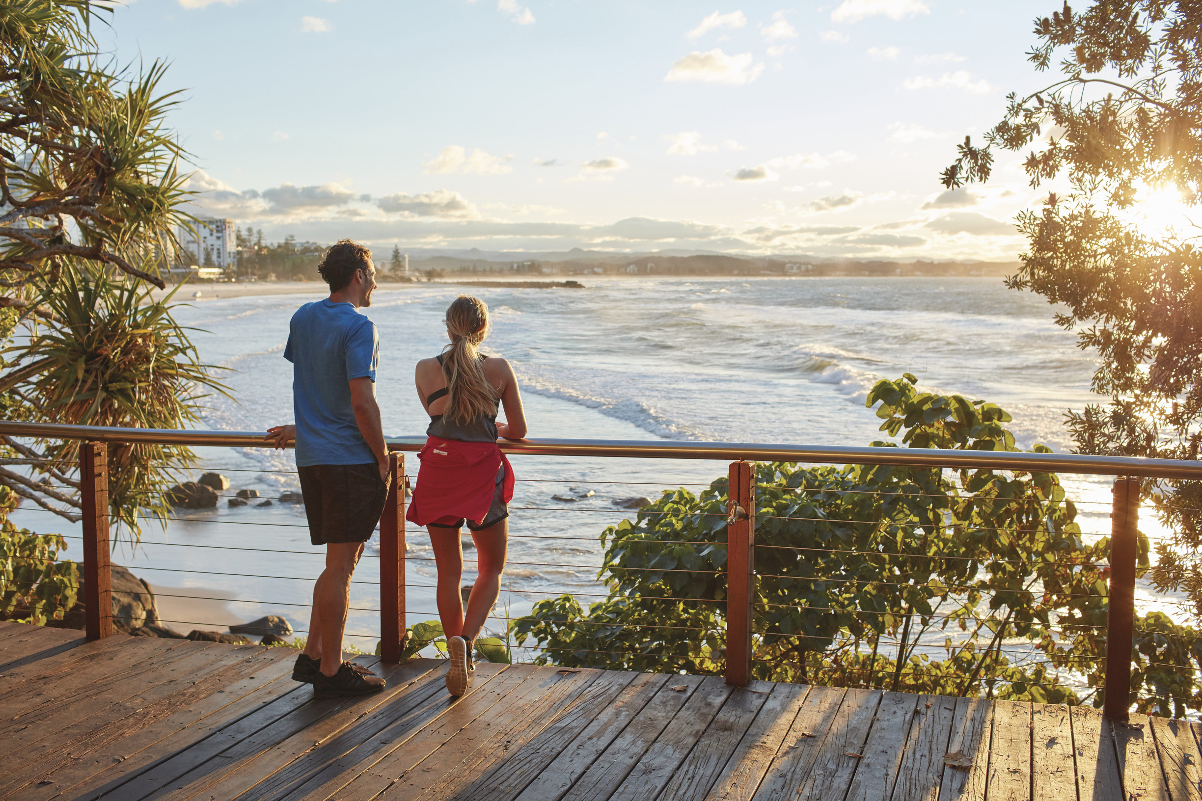 couple looking at sunset in Coolangatta