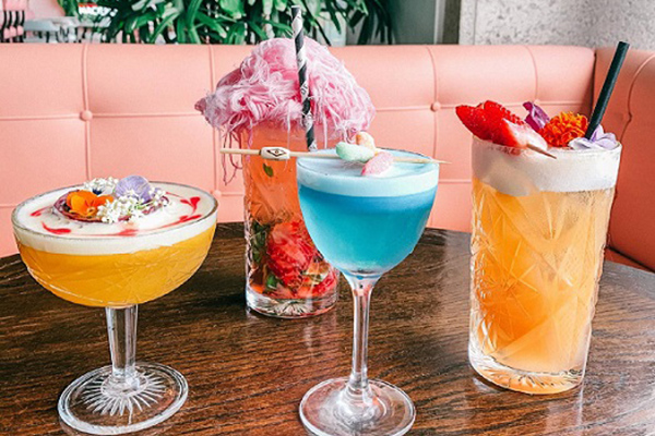 Four sweet cocktails at Hyde Hacienda, a shared dessert in Sydney