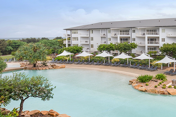 View of the apartments and lagoon pool at Mantra on Salt Beach