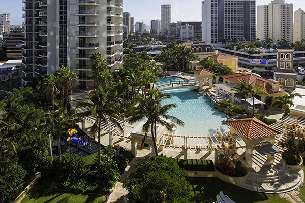 Mantra Towers of Chevron Surfers Paradise Hotel Pool brings the beach to the city