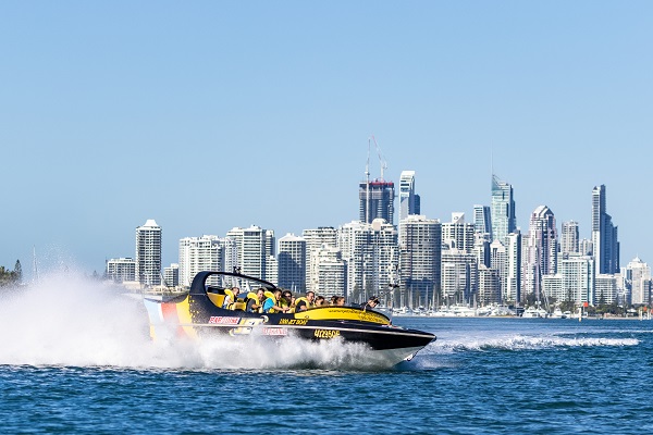 People enjoying a Paradise Jet Boat ride in the Gold Coast
