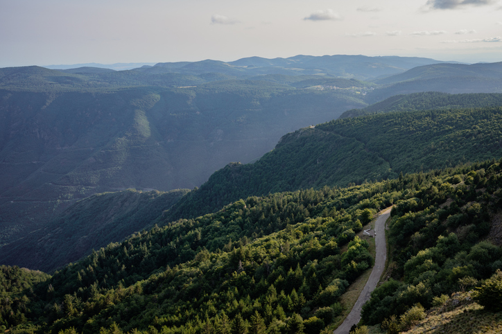 Une route en montagne en Cévennes