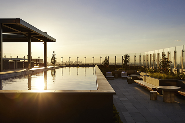 Sunrise and sunset in Melbourne are best experienced from a hotel rootfop pool, like the one at The Chen Melbourne
