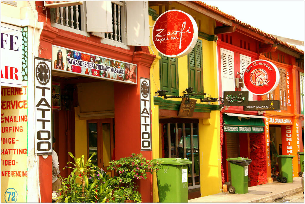 The colorful storefronts of Little India. Source: Carrie Kellenberger